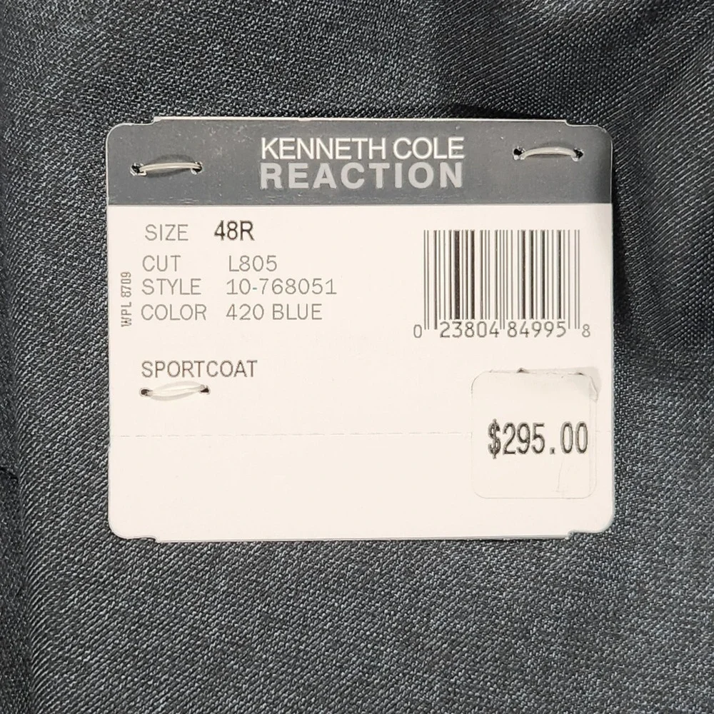 Kenneth Cole Reaction Sportcoat Mens 48R Blue Two Button Notch‎ Lapel 10-768051